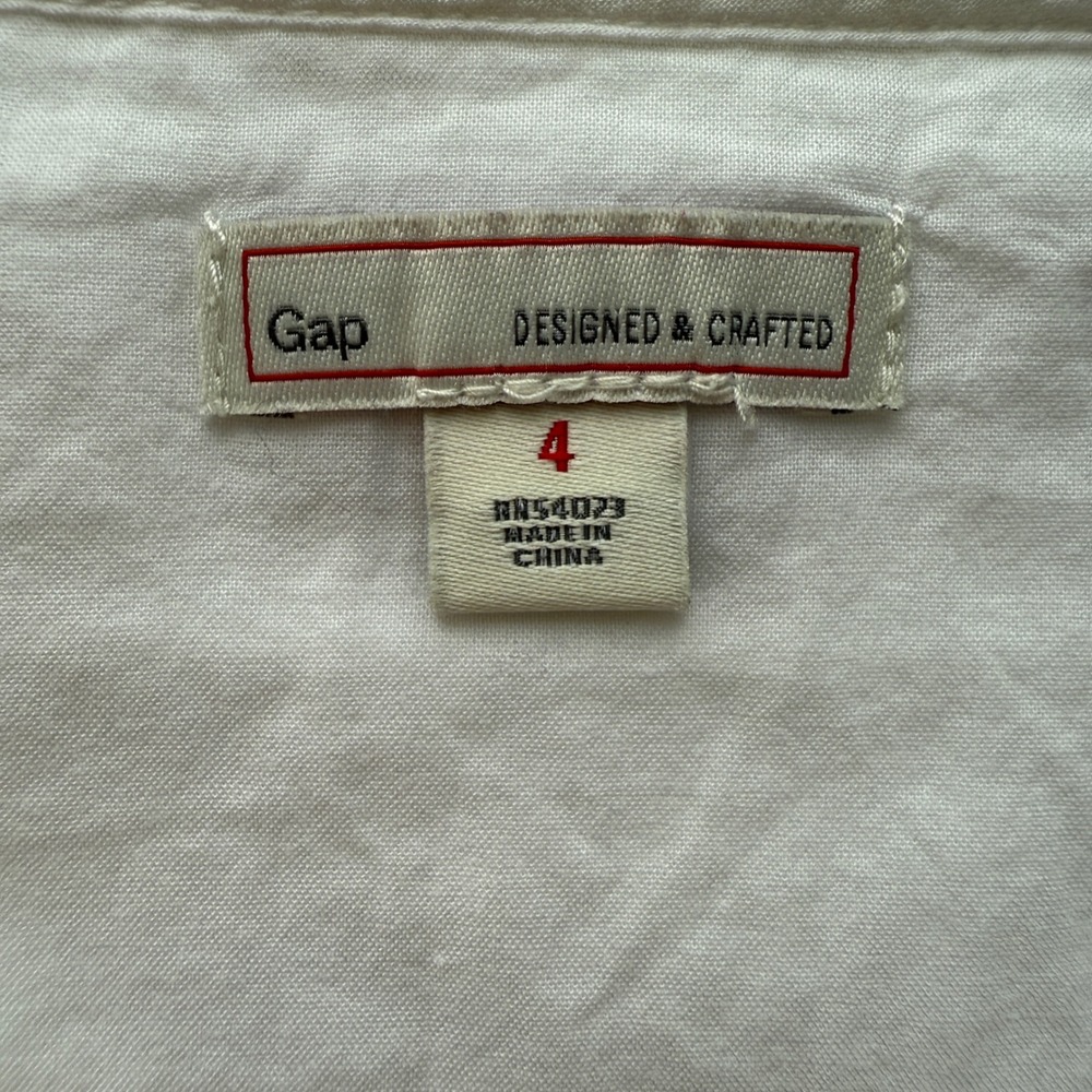 Gap Cotton Tie Strap Babydoll Mini Dress White‎ Textured Size 4 Boho Chic - Picture 9 of 12
